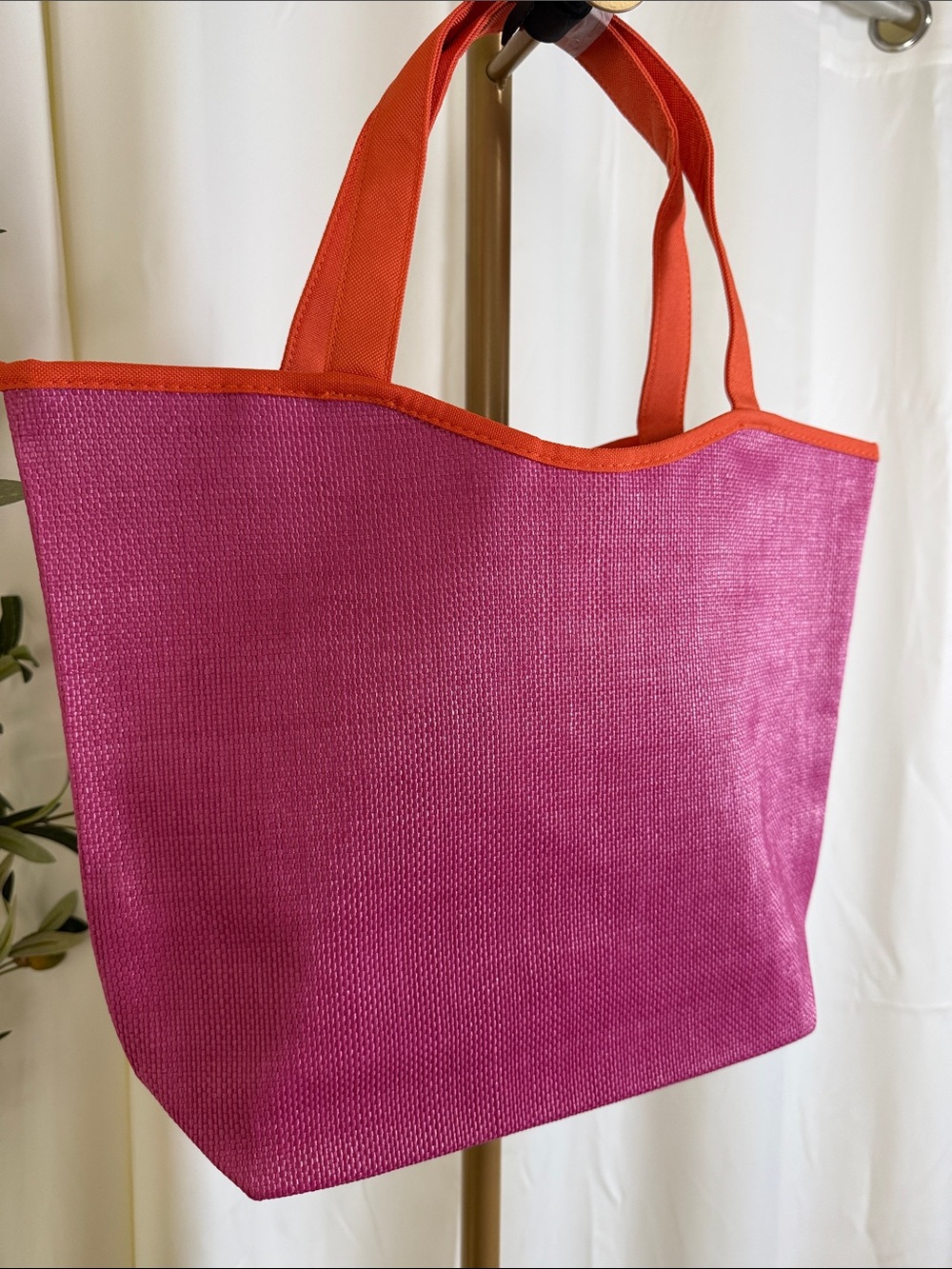 Brand New Lancome Pink Tote with Orange Trim (B1) - Picture 2 of 7
